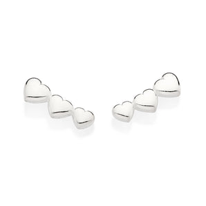 SILVER 925 THREE HEARTS EAR CUFF