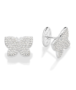 SILVER 925 FULLY STUDDED BUTTERFLY STUD EARRINGS