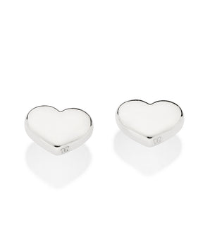 SILVER 925 HEART BUTTON EARRINGS