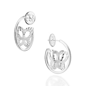 SILVER 925 BUTTERFLY INSIDE HOOP EARRINGS