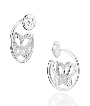 SILVER 925 BUTTERFLY INSIDE HOOP EARRINGS