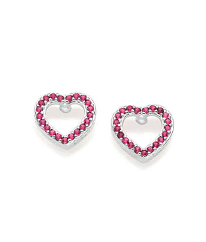 SILVER 925 RUBI HEART EARRINGS