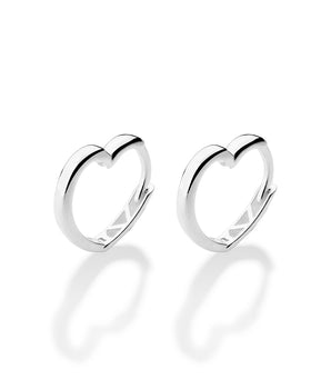 SILVER 925 HEART HUGGIE EARRINGS