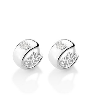 SILVER 925 RAISED HEART HUGGIE EARRINGS