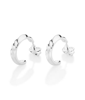 SILVER 925 TWIST AND GLOW HUGGIE EARRINGS