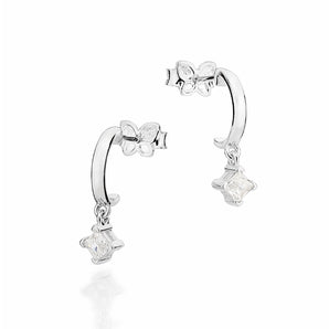 SILVER 925 DROP SPARK HUGGIE EARRINGS