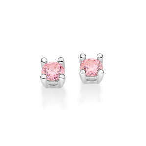 SILVER 925 CLASSIC GLOW STUD EARRINGS IN LIGHT PINK