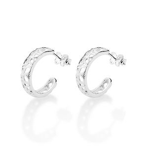 HALF HOOP EARRING FEATURING BUTTERFLIES IN SOLID STERLING SILVER 925.