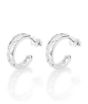 HALF HOOP EARRING FEATURING BUTTERFLIES IN SOLID STERLING SILVER 925.