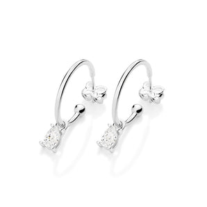 SILVER 925 ELEGANT DROP HOOP EARRINGS