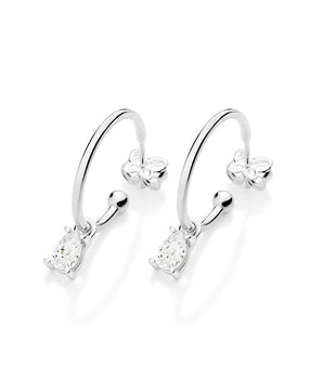 SILVER 925 ELEGANT DROP HOOP EARRINGS