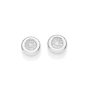 SILVER 925 RADIANT EMBRACE BUTTON EARRINGS