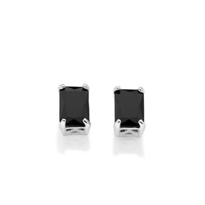 SILVER 925 MEN'S DARK STUD EARRINGS