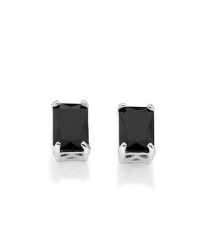 SILVER 925 MEN'S DARK STUD EARRINGS