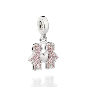 SILVER 925 TWO GIRLS CHARM