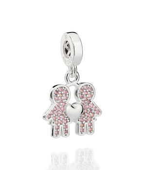 SILVER 925 TWO GIRLS CHARM