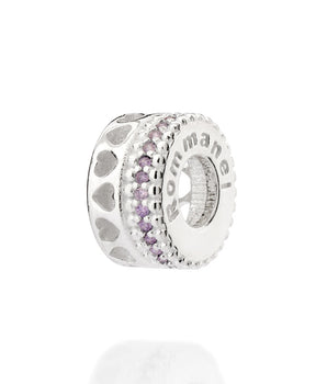 SILVER 925 AMETHYST HEARTLINE CHARM