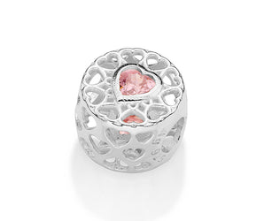 SILVER 925 PINK BEATING HEART CHARM