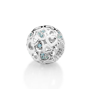 SILVER 925 BLUE BEATING HEART CHARM
