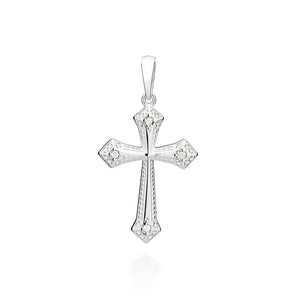 MAXI SOLID 925 SILVER CROSS PENDANT WITH ZIRCONIAS