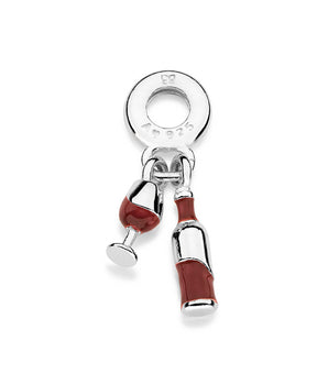 SILVER 925 WINE BOTTLE AND GLASS CHARM