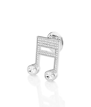 SILVER 925 MEN'S MUSICAL NOTE BROOCH