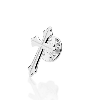 SILVER 925 MEN'S EDGY CROSS BROOCH
