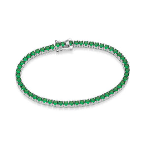 SILVER 925 GREEN LARGE RIVIERA BRACELET