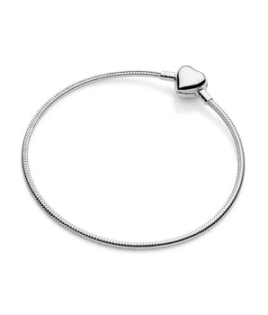 SILVER 925 COUNTRY HEART SNAKE CHAIN BRACELET