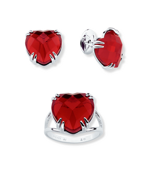 JEWELRY SET 925 RED HEART (MAIX RING + EARRING)