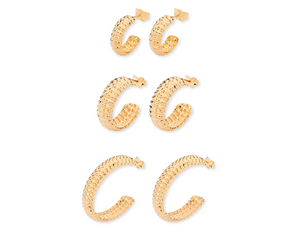 JEWELRY SET TEXTURED HOOP EARRINGS