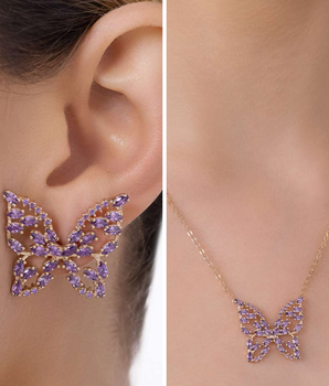 JEWELRY SET GOLD THE HISTORY OF PURPLE BUTTERFLY