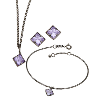 JEWELRY SET BLACK RHODIUM TRANSFORMATION (EARRING + BRACELET + NECKLACE)