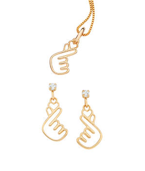 JEWELRY SET GOLD K HEART (EARRING + PENDANT)