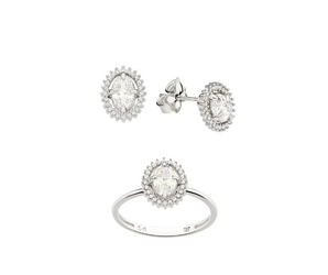 JEWELRY SET PLATINUM TOGETHER AGAIN WHITE (RING + EARRING)