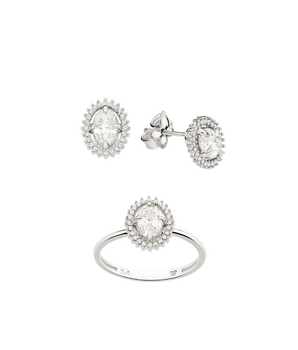 JEWELRY SET PLATINUM TOGETHER AGAIN WHITE (RING + EARRING)