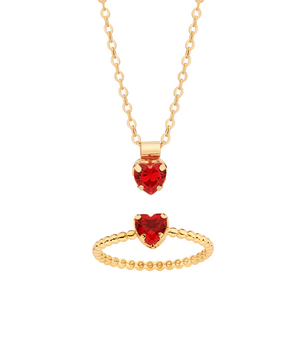 JEWELRY SET GOLD MOMMY IN RED (RING + NECKLACE)