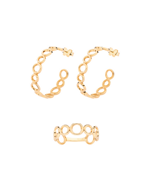 JEWELRY SET GOLD RIPPLE IN TIME (RING + EARRING)