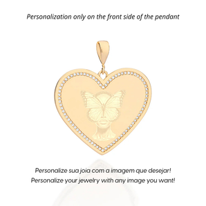 GOLD CUSTOMIZABLE STUDDED HEART PENDANT