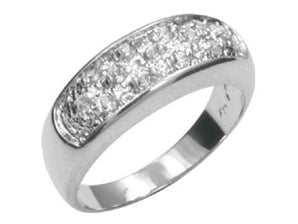 RHODIUM PLATED RING WITH ZIRCONIA