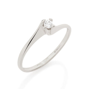 RHODIUM PLATED SOLITARY RING WITH ZIRCONIA
