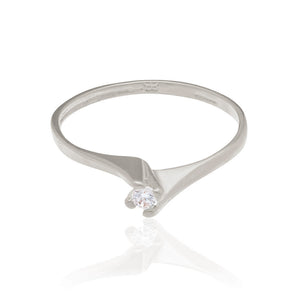 RHODIUM PLATED SOLITARY RING WITH ZIRCONIA