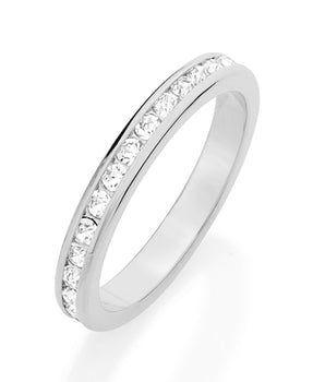 RHODIUM PLATED RING WITH CRYSTALS