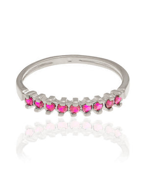 RHODIUM PLATED RING WITH ZIRCONIA