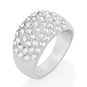 RHODIUM PLATED RING WITH ZIRCONIA