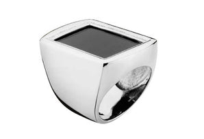 RHODIUM PLATED RING WITH STONE