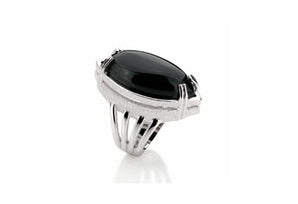RHODIUM PLATED RING WITH STONE