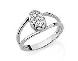RHODIUM PLATED RING WITH ZIRCONIA
