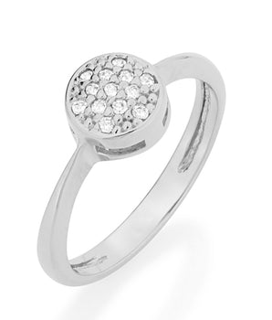 RHODIUM PLATED RING WITH ZIRCONIA
