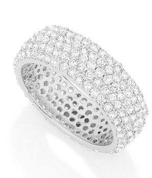 RHODIUM PLATED RING WITH ZIRCONIA